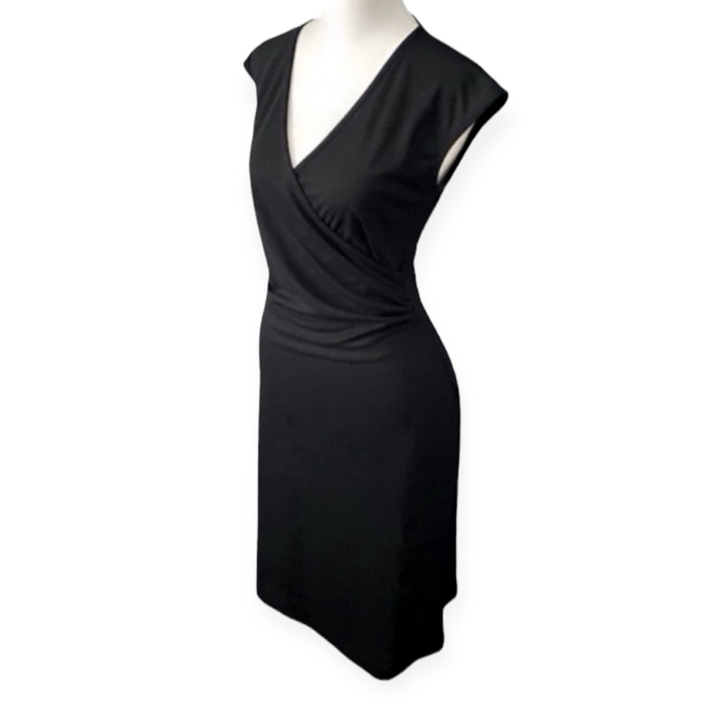 Vintage Y2K / 90s Black Side Cinched Faux Wrap Slinky Dress size women's small